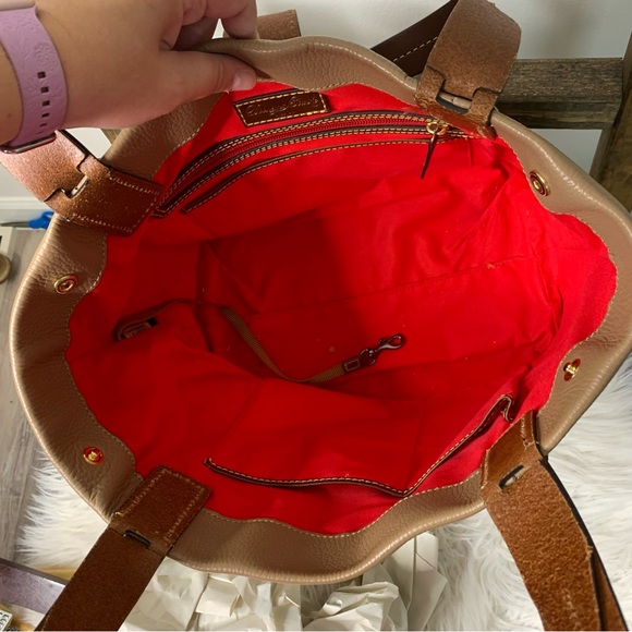 Dooney & Bourke Brown Leather Tote with Gold Accents - Picture 5 of 13